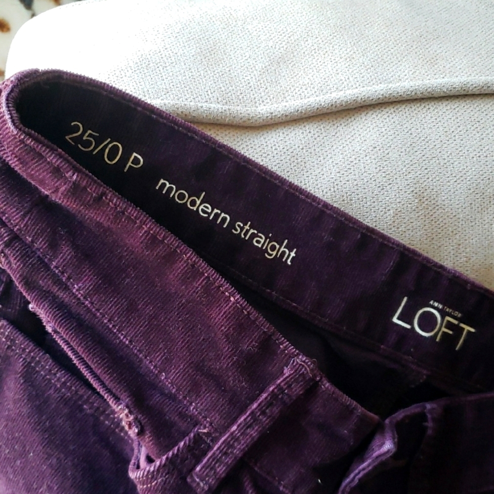 LOFT Maroon Modern Straight Leg Corduroy Pants